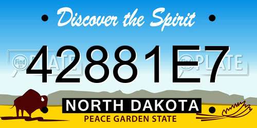 42881E7 North Dakota License Plate