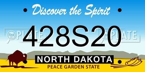 428S20 North Dakota License Plate