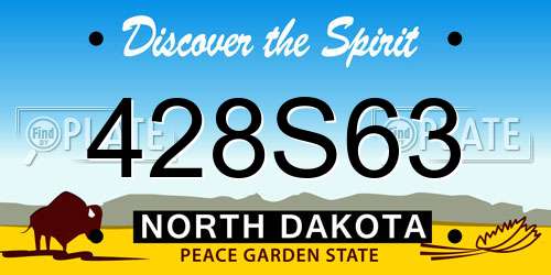 428S63 North Dakota License Plate