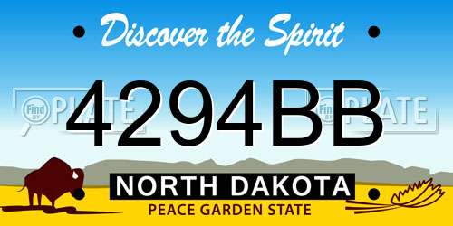4294BB North Dakota License Plate