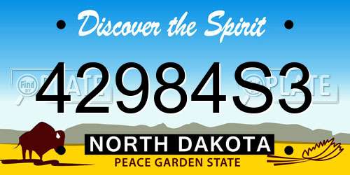 42984S3 North Dakota License Plate