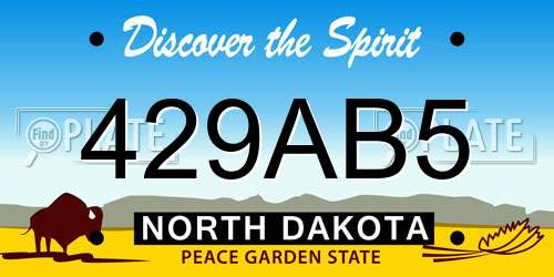 429AB5 North Dakota License Plate