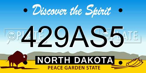429AS5 North Dakota License Plate