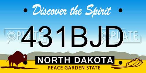 431BJD North Dakota License Plate