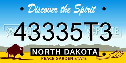 43335T3 North Dakota License Plate
