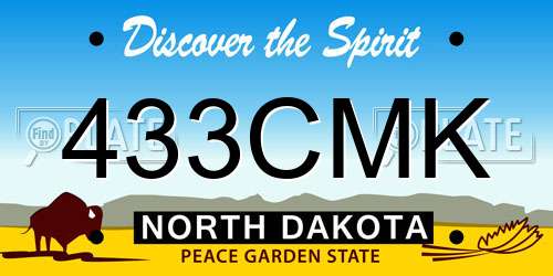 433CMK North Dakota License Plate