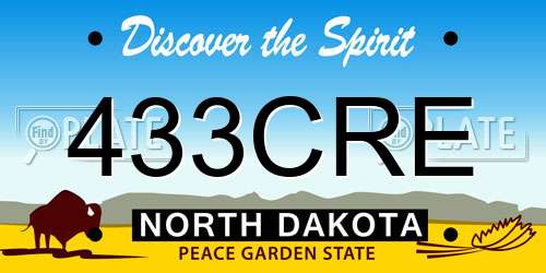 433CRE North Dakota License Plate