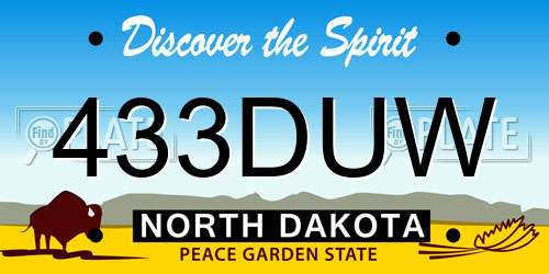 433DUW North Dakota License Plate