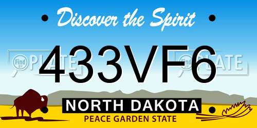 433VF6 North Dakota License Plate