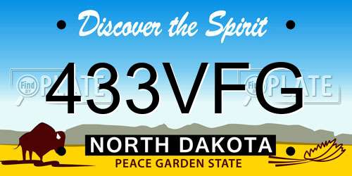 433VFG North Dakota License Plate