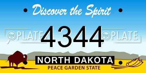4344 North Dakota License Plate