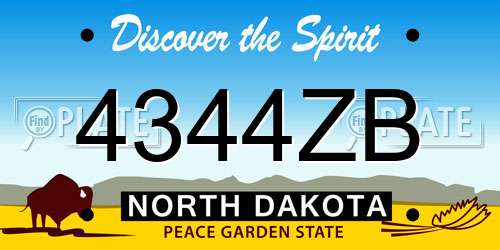 4344ZB North Dakota License Plate