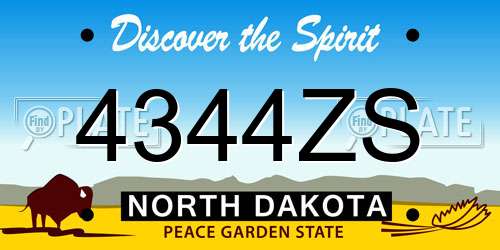 4344ZS North Dakota License Plate