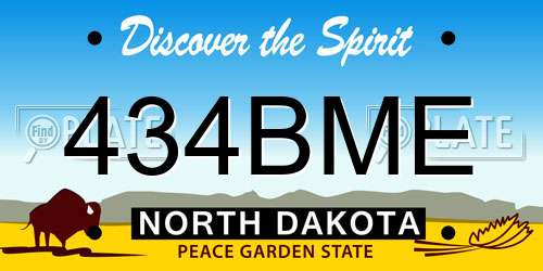 434BME North Dakota License Plate