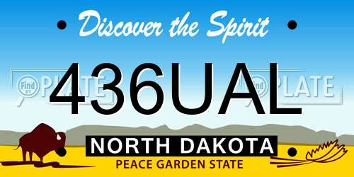 436UAL North Dakota License Plate