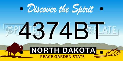 4374BT North Dakota License Plate