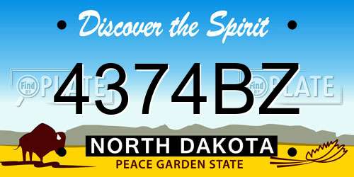 4374BZ North Dakota License Plate