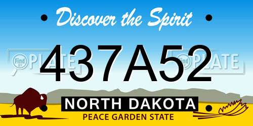 437A52 North Dakota License Plate
