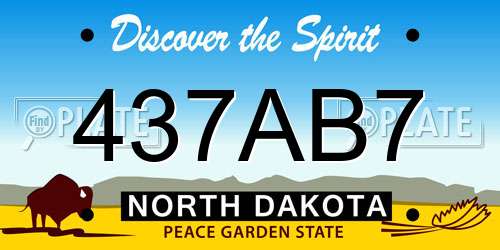 437AB7 North Dakota License Plate