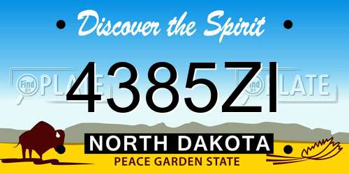 4385ZI North Dakota License Plate