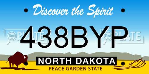 438BYP North Dakota License Plate