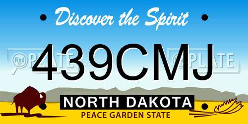 439CMJ North Dakota License Plate