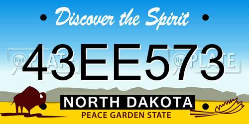 43EE573 North Dakota License Plate