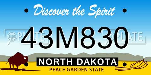 43M830 North Dakota License Plate