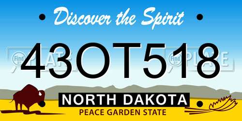 43OT518 North Dakota License Plate