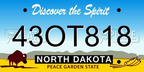 43OT818 North Dakota License Plate