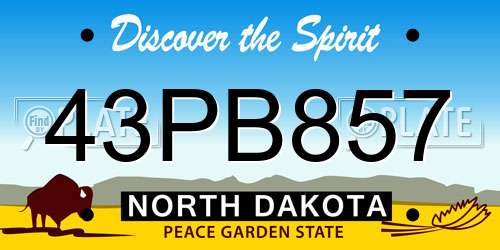 43PB857 North Dakota License Plate