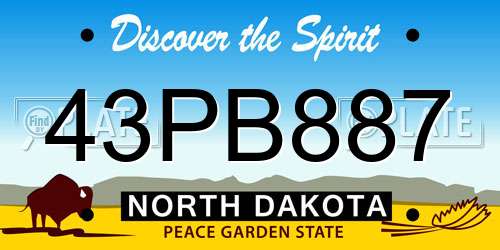 43PB887 North Dakota License Plate