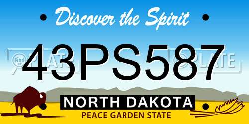 43PS587 North Dakota License Plate