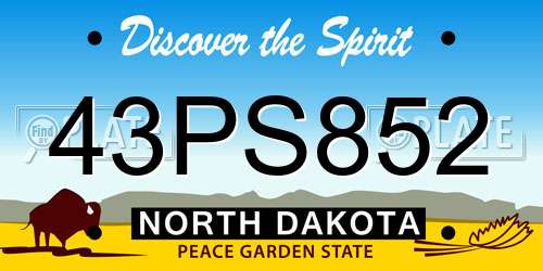 43PS852 North Dakota License Plate