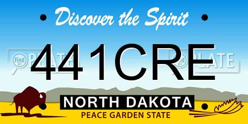 441CRE North Dakota License Plate