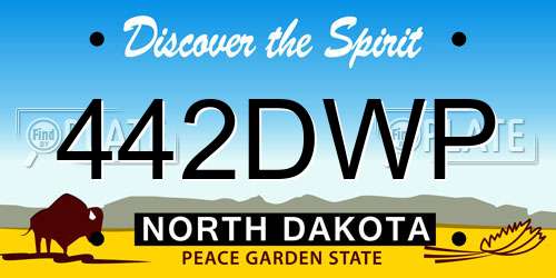 442DWP North Dakota License Plate