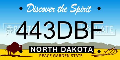 443DBF North Dakota License Plate