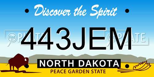 443JEM North Dakota License Plate