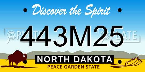 443M25 North Dakota License Plate