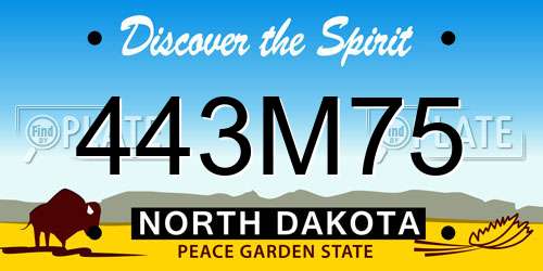 443M75 North Dakota License Plate