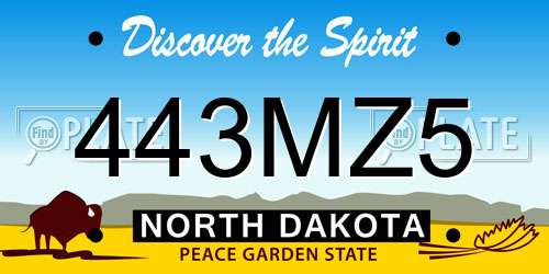 443MZ5 North Dakota License Plate