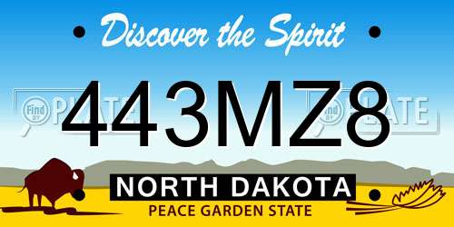 443MZ8 North Dakota License Plate