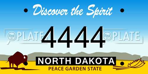 4444 North Dakota License Plate