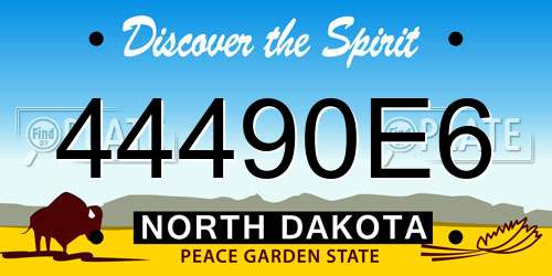 44490E6 North Dakota License Plate