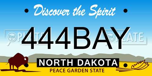 444BAY North Dakota License Plate