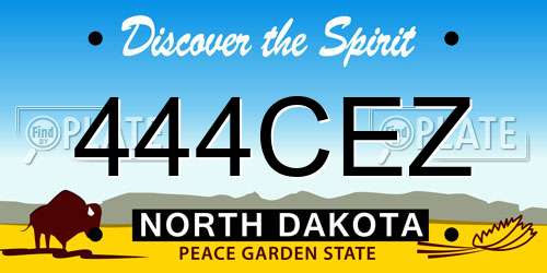 444CEZ North Dakota License Plate