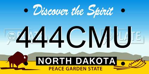 444CMU North Dakota License Plate