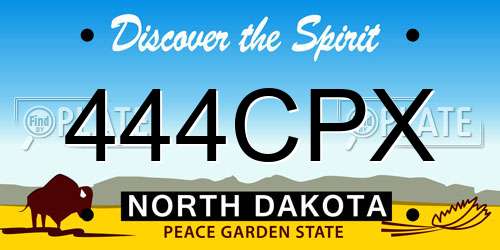 444CPX North Dakota License Plate