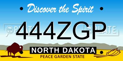 444ZGP North Dakota License Plate