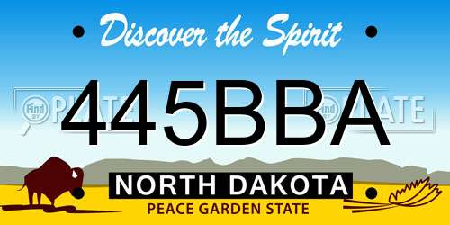 445BBA North Dakota License Plate